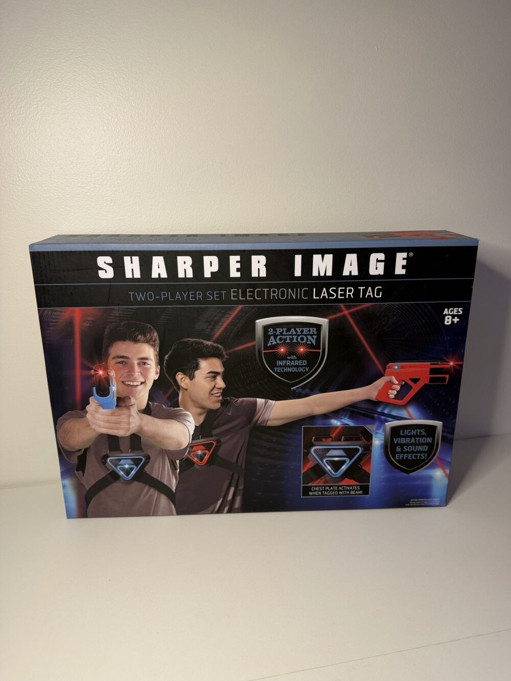 NIB Sharper Image Two Player Set Electronic Laser Tag Guns W Chest Plates NEW